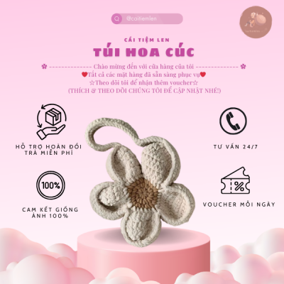 [KHUYẾN MÃI] Túi len bông hoa handmade, bloom flower bag - phụ kiện thời trang handmade